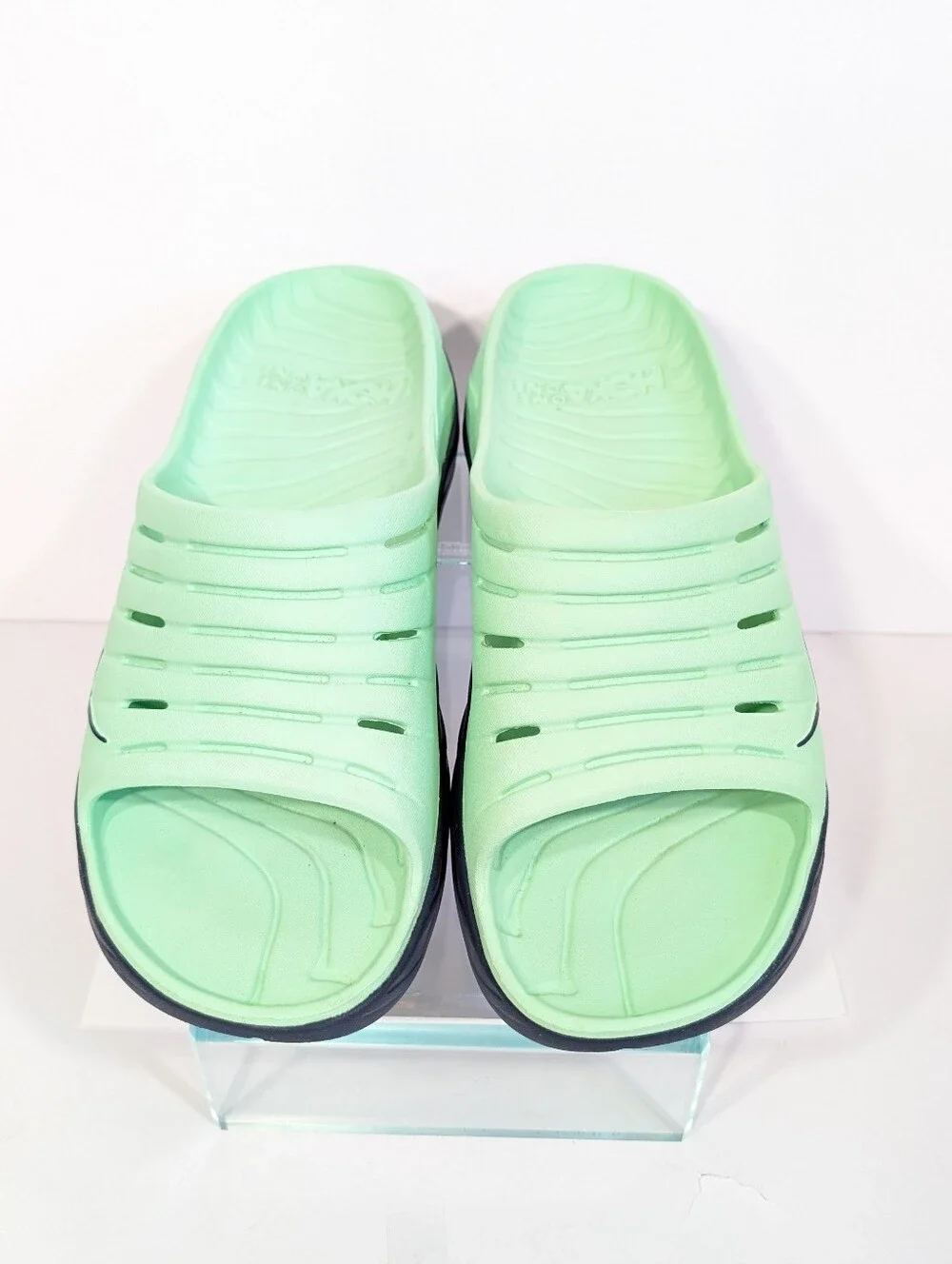 Hoka Ora Recovery Slides sz 12 Men Sandals Gym Shoes ash green beach pool